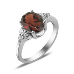Срібна каблучка з гранатом та фіанітом 021-4110