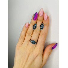 Срібна каблучка з лондон топазом та фіанітом 032-3310