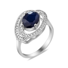 Silver ring with sapphire 049-3110