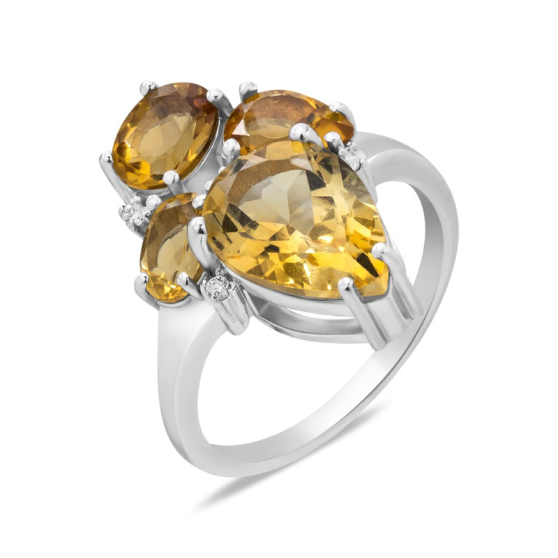 Срібна каблучка з цитрином та фіанітом 181-5410