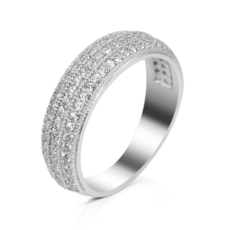 Silver ring with accents of cubic Zirconia S055-10