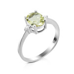 Silver ring with accents of lemon quartz and cubic Zirconia 018-5610