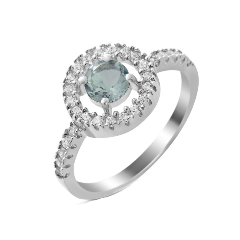 Silver ring with aquamarine inserts 020-3610