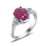 Серебряное кольцо с рубином и куб. цирконием 021-4410