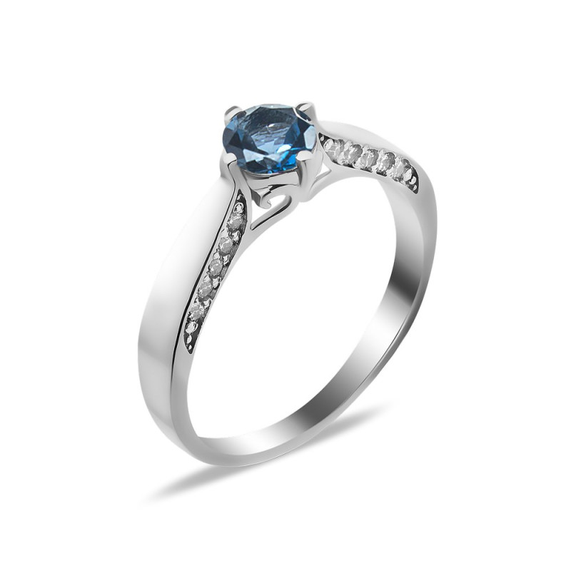 Срібна каблучка з лондон топазом та фіанітом 039-3310