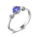 Срібна каблучка з танзанитом та фіанітами 045-3510