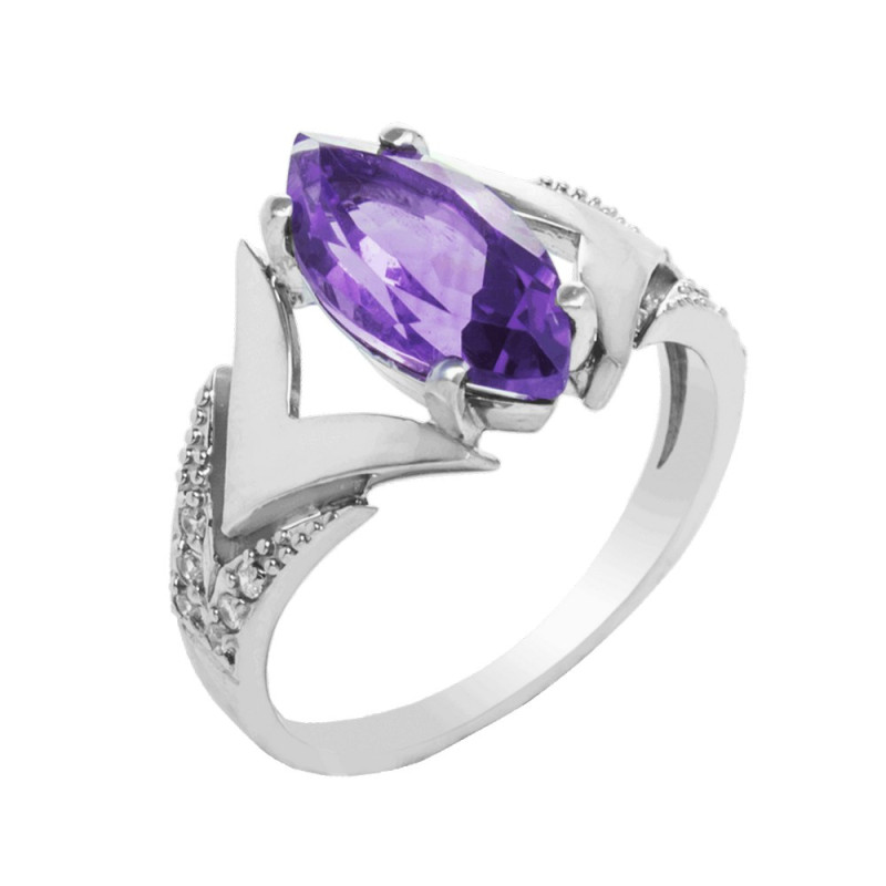 Silver ring with amethyst and cubic zirconia 057-6210