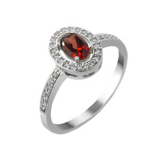 Серебряное кольцо со вставками рубинами и фианита 087-4410