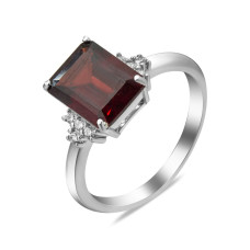Срібна каблучка з гранатом та фіанітом 103-4110
