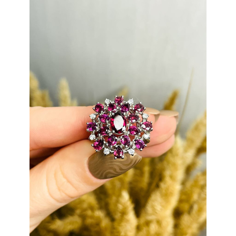 Silver ring with rhodolite 138-4210