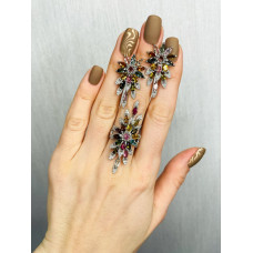 Срібна каблучка з турмаліном та фіанітом 175-6510