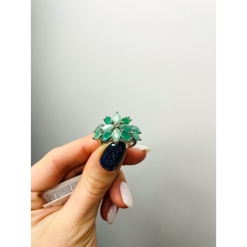 Серебряное кольцо с натуральным изумрудом 195-71