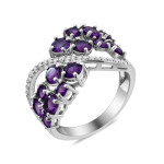Silver ring with natural amethyst stones  217-6210
