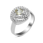 Срібна каблучка з цитрином та фіанітами 005-5410