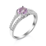Срібна каблучка з вставками рожевого аметиста і фіанітів 019-6310