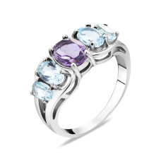 Silver ring with amethyst 027-6239