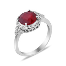 Срібна каблучка з гранатом та фіанітом 048-4110