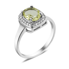 Серебряное кольцо со вставками лимонного кварца и фианита 060-5610