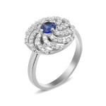 Серебряное кольцо со вставками кианита 082-3710