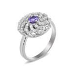 Серебряное кольцо с аметистом и фианитами 082-6210