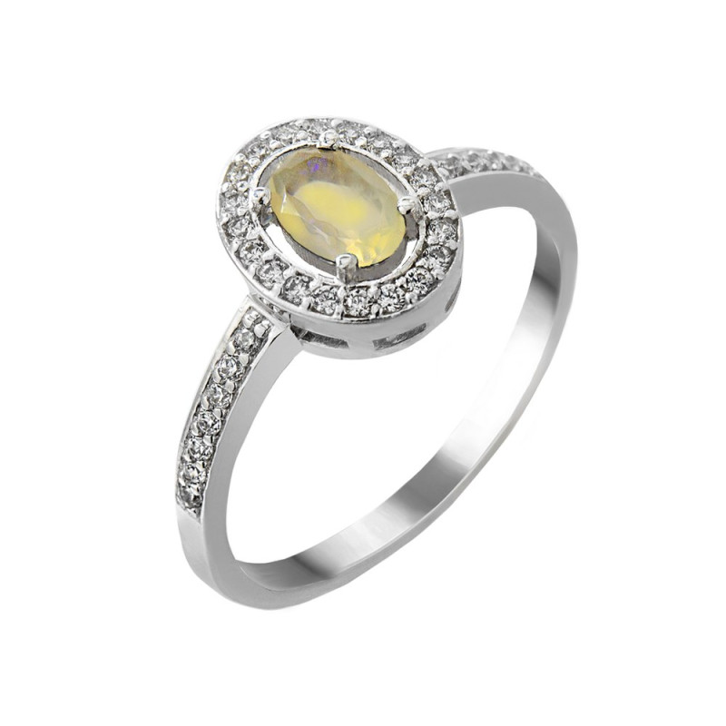 Срібна каблучка з опалом та фіанітом 087-5510