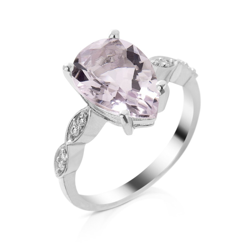 Срібна каблучка з рожевим аметистом та фіанітом 090-6310