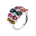Серебряное кольцо со вставками турмалинов 137-6510