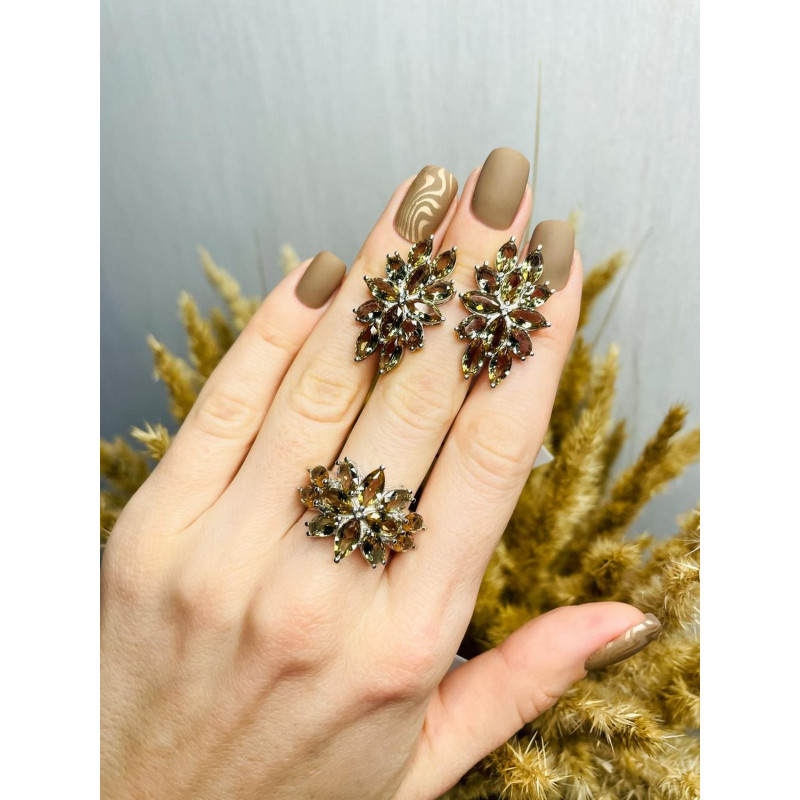 Серебряное кольцо с натуральным нано султанитом 195N-82