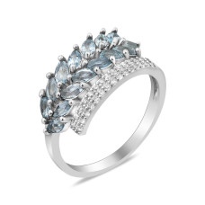 Срібна каблучка з скай топазом та фіанітом 199-3910