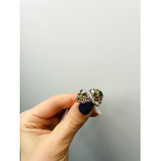 Срібна каблучка з турмаліном та фіанітом 217-6510