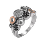 Серебряное кольцо со вставками золота и фианита Galaxy-1020