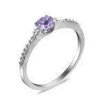 Silver ring with amethyst and cubic zirconia 001-6210