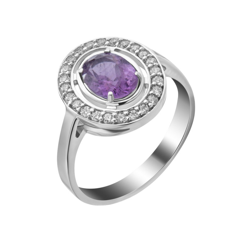 Silver ring with amethyst inserts 006-6210