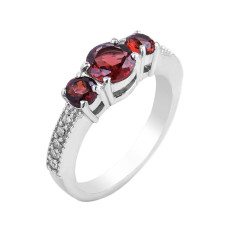 Срібна каблучка з гранатом та фіанітом 035-4110