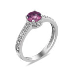Срібна каблучка з родолітом та фіанітом 040-4210