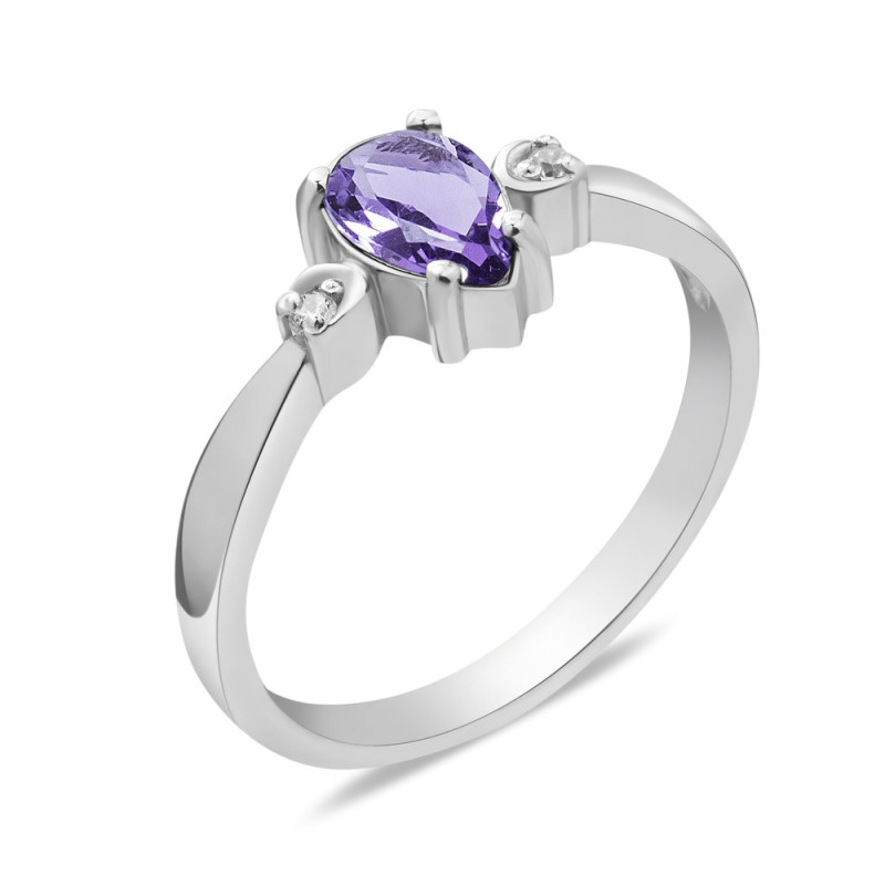 Срібна каблучка з аметистом та фіанітом 059-6210
