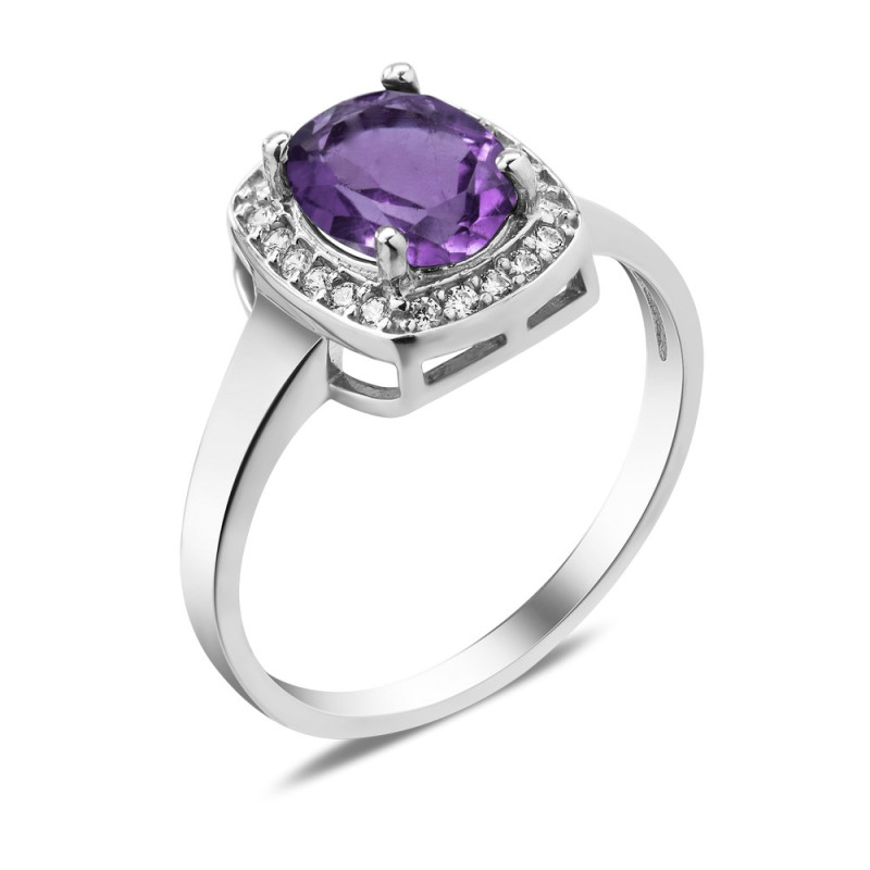 Серебряное кольцо со вставками аметиста и фианита 060-6210