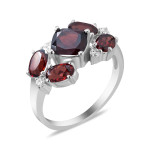 Срібна каблучка з гранатом та фіанітом 143-4110