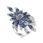 Срібна каблучка з сапфіром та фіанітом 175-3110