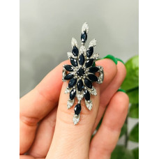 Срібна каблучка з сапфіром та фіанітом 175-3110