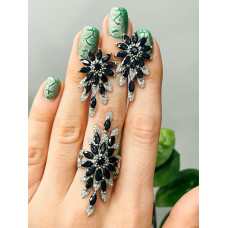 Срібна каблучка з сапфіром та фіанітом 175-3110