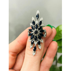 Срібна каблучка з сапфіром та фіанітом 175-3110