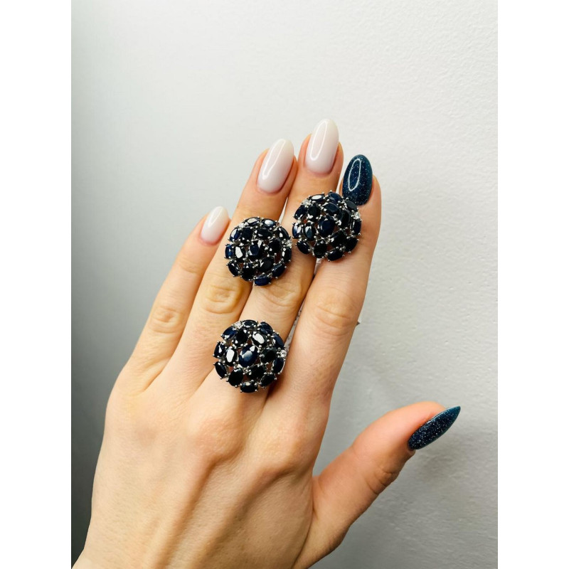 Серебряное кольцо с натуральным сапфиром 186-3110