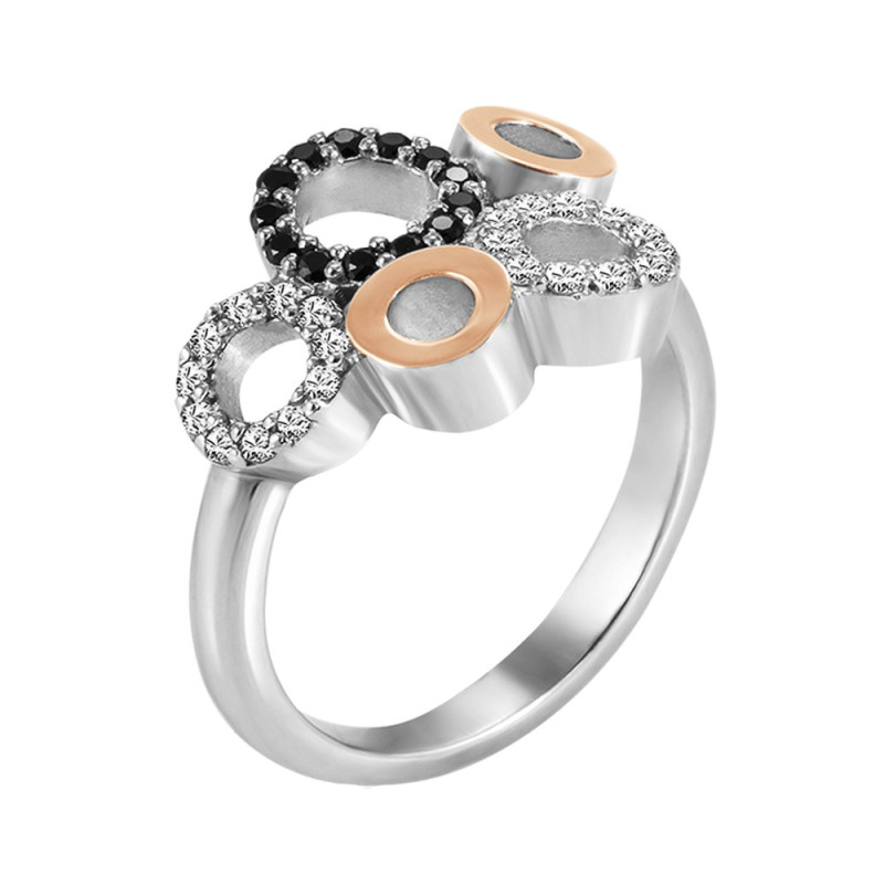 Серебряное кольцо с золотом и куб. цирконием Sfera-1020