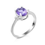 Silver ring with amethyst and cubic zirconia 018-6210
