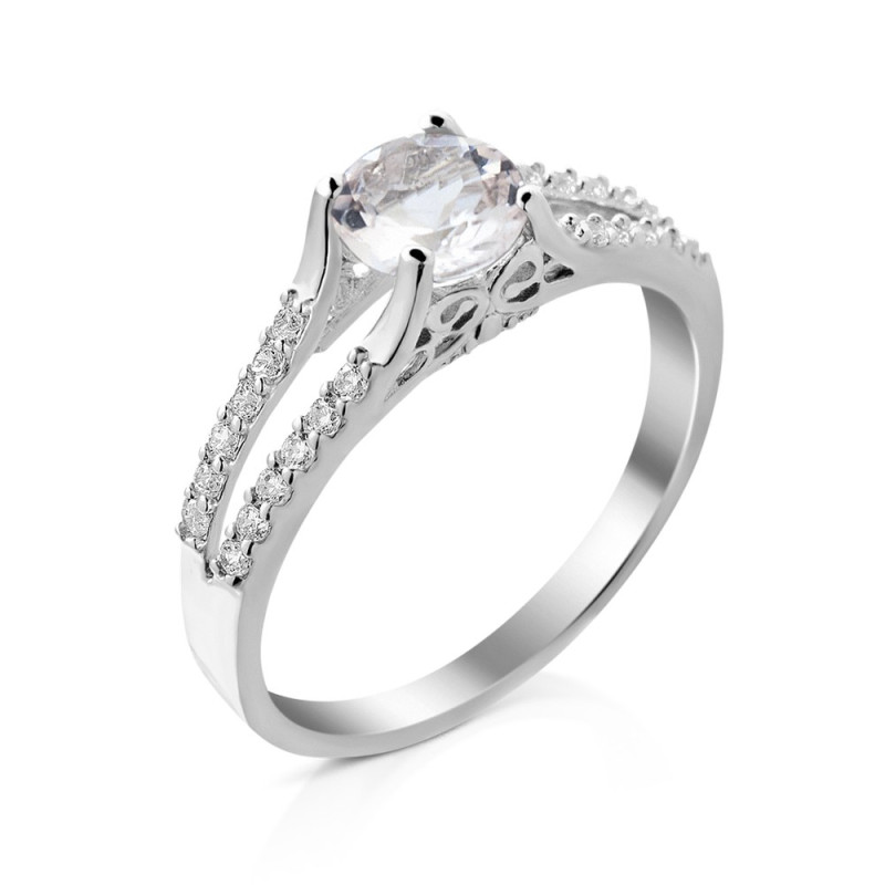 Срібна каблучка з морганітом та фіанітом 019-4510