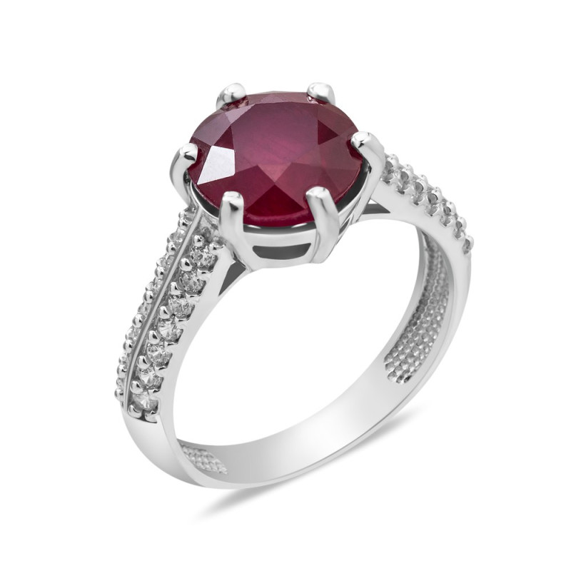 Silver ring with ruby 054-4410