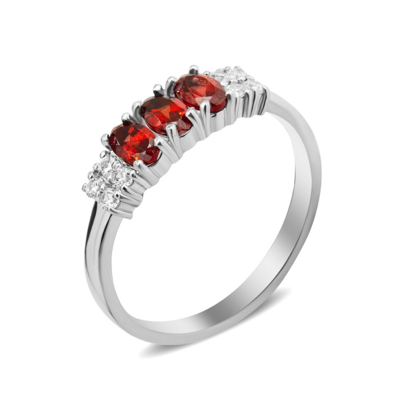 Серебряное кольцо со вставками граната 063-4110