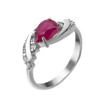 Срібна каблучка з рубіном та фіанітом 095-4410