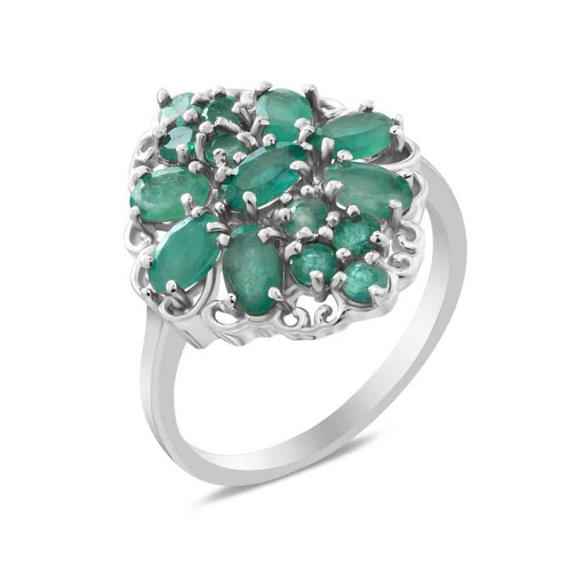 Серебряное кольцо с натуральным изумрудом 200-71